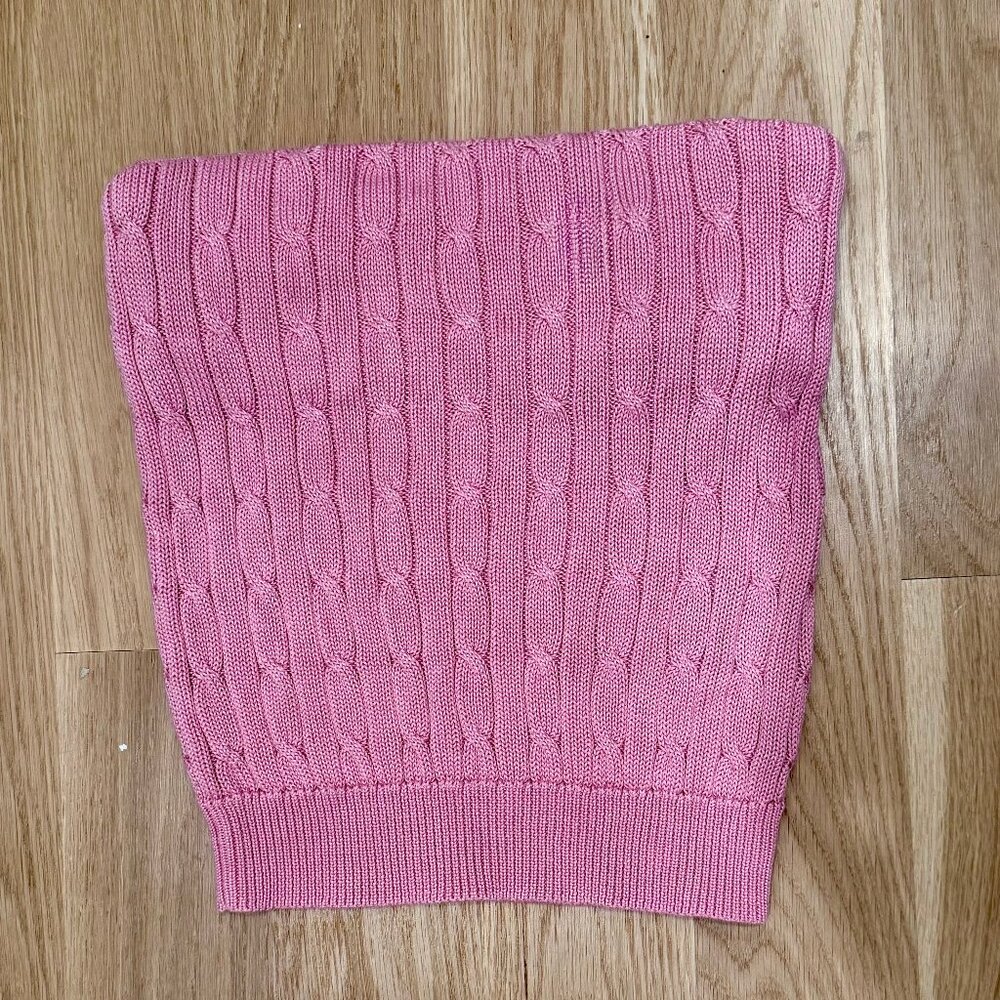RARE Vintage Ralph Lauren Pink Cable-Knit Strapless Top (M) Bubble Gum Pink